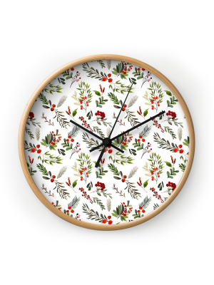 Marta Barragan Camarasa Christmas Botany 001 Round Clock By Deny Designs.