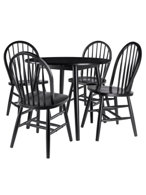 5pc Moreno Drop Leaf Table With Chairs Black - Winsome