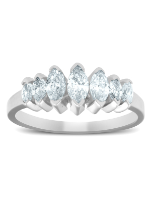 Pompeii3 14k White Gold 3/4ct Marquise Diamond Anniversary Ring