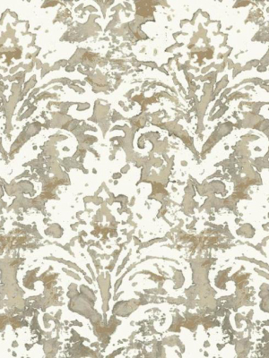 Batik Damask Wallpaper In Taupe From The Impressionist Collection By York Wallcoverings