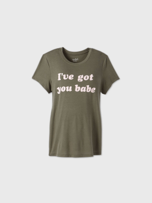 Maternity Short Sleeve Scoop Neck I've Got You Babe Graphic T-shirt - Isabel Maternity By Ingrid & Isabel™ Green