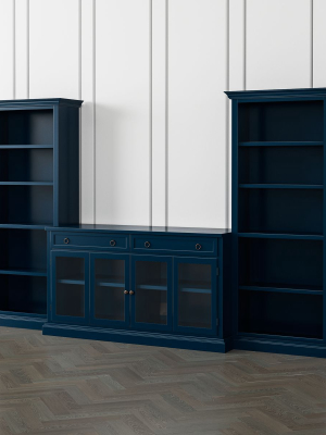 Cameo Indigo 3-piece Glass Door Entertainment Center With Open Bookcases