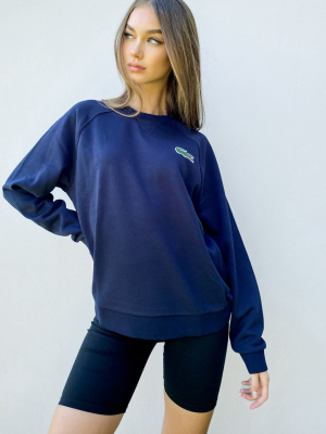 Lacoste Croc Logo Crew Sweatshirt In Navy