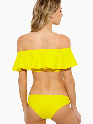 Mira Bonded Moderate Bikini Bottom - Lemon Yellow