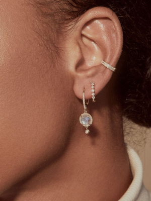 14kt White Gold Diamond Hazel Bezel Huggie Earrings