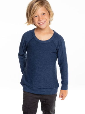 Boys Cozy Knit Long Sleeve Rib Panel Raglan Pullover