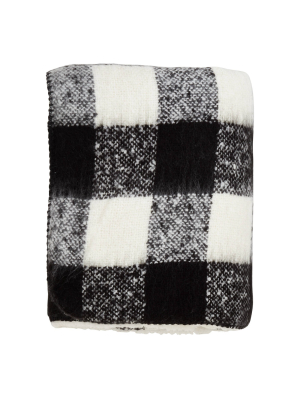 Faux Mohair Buffalo Plaid And Sherpa Throw Blanket - Saro Lifestyle