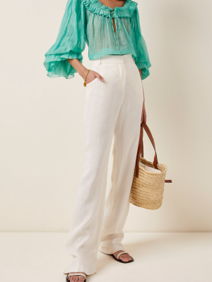 Roussia Pleated Cotton-silk Top