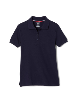 French Toast Young Womans' Uniform Short Sleeve Pique Polo Shirt - Navy