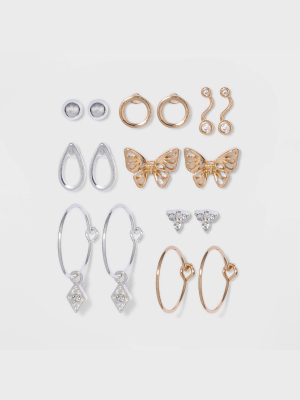 Cubic Zirconia Earring Set 8pc - A New Day™