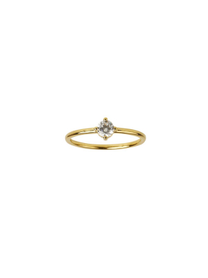 4mm Clear Cz Prong Ring