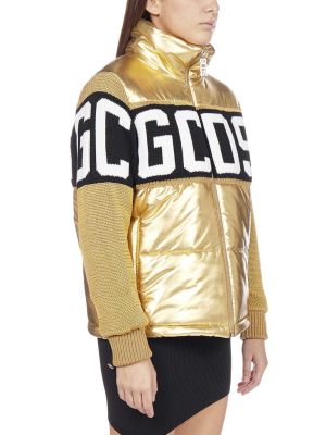 Gcds Knit-panelled Puffer Jacket