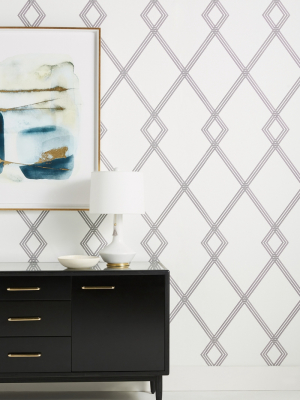 Ribbon Stripe Trellis Wallpaper