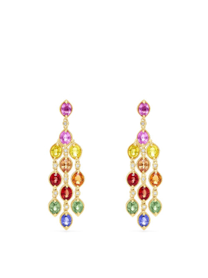 Effy Watercolors 14k Yellow Gold Multi Sapphire And Diamond Earrings