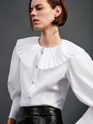 Pleated Collar Shirt