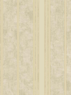 Channel Stripe Wallpaper In Gold And Greyish Neutrals By Antonina Vella For York Wallcoverings