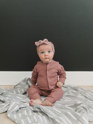 Organic Cotton Rib Snap Romper - Dusty Rose