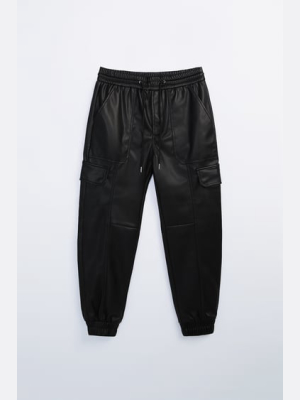 Faux Leather Cargo Pants