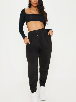 Black Popper Front Jogger