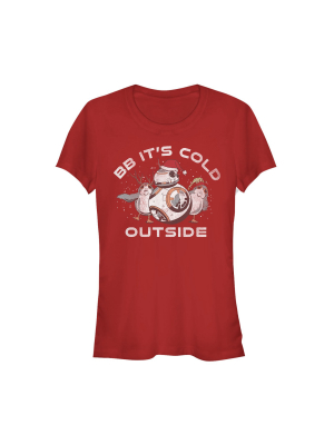 Junior's Star Wars The Last Jedi Christmas Cold Bb-8 T-shirt