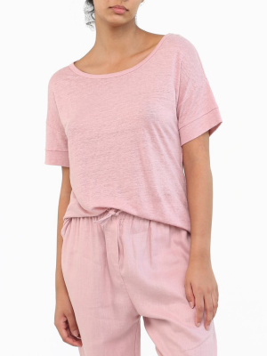 Resort Linen Tee In Powder Pink