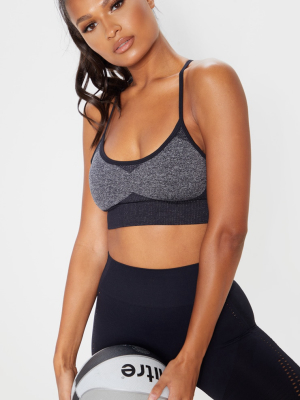 Black Seamless Longline Sports Bra Top