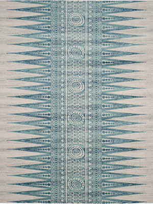 Evoke Tribal Ivory/turquoise Area Rug