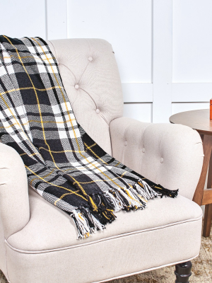 C&f Home Parker Black & Yellow Woven Throw