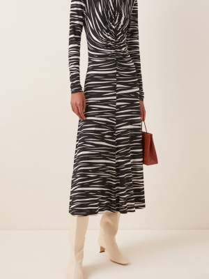 Asher Ruched Printed Stretch-jersey Midi Dress