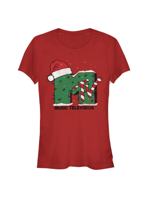 Junior's Mtv Christmas Monster Logo T-shirt