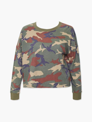 Plus Size Camo Thermal Top