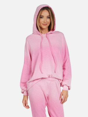 Gower Le Party Pink Ombre Crop Hoodie