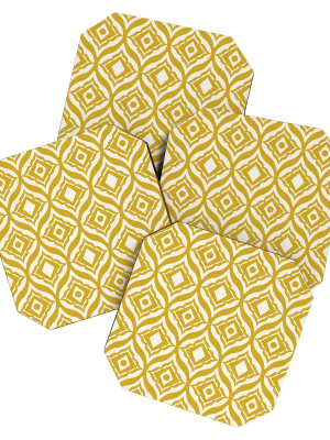 Heather Dutton Trevino Yellow Coaster Set - Deny Designs