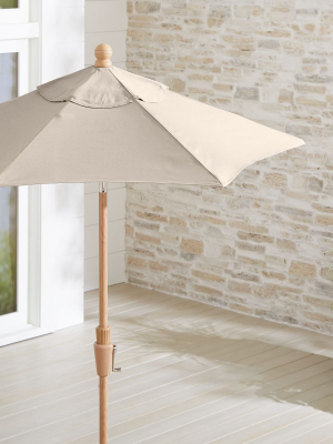 6' Round Sunbrella ® Stone Patio Umbrella With Tilt Faux Wood Frame