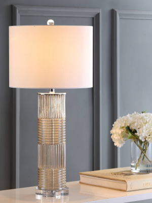 30" Glass/crystal Genevieve Table Lamp (includes Led Light Bulb) Beige - Jonathan Y