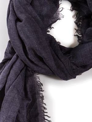 Lightweight Frayed Scarf - Navy