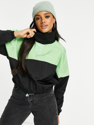 Puma Evide Pullover With Drawstring In Black And Green