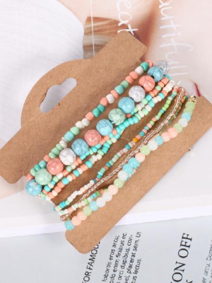 'janice' Bead Multi-layered Bracelet (6 Colors)