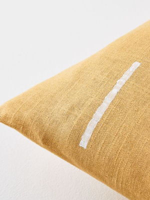 Flax & Symbol Pillow Cover - Mustard Lines