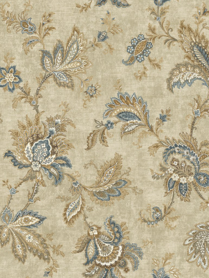 Classical Jacobean Wallpaper In Warm Blue From The Caspia Collection By Wallquest