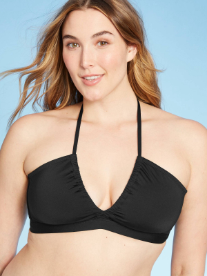 Women's Shirred V-neck Bikini Top - Kona Sol™ Black