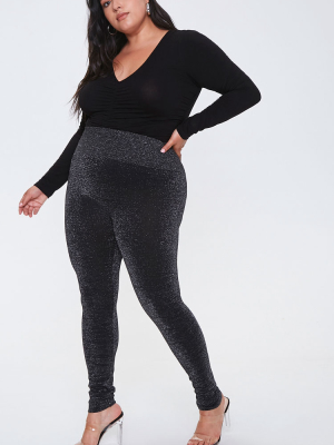 Plus Size Glitter Knit Leggings