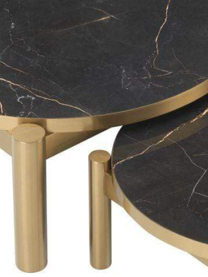 Eichholtz Quest Coffee Table - Set Of 2 - Black & Gold