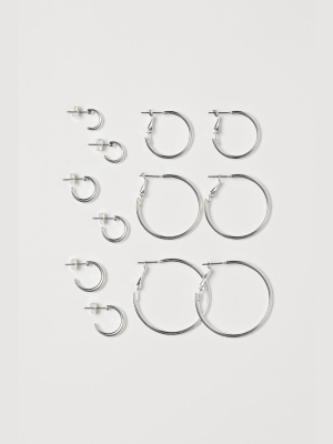 6 Pairs Hoop Earrings