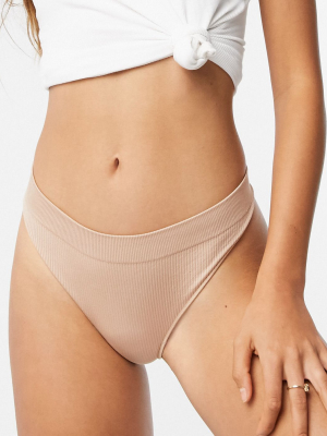 New Look Rib Seamless Thong In Pink