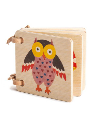 Miniature Wooden Picture Book With Owl Cover