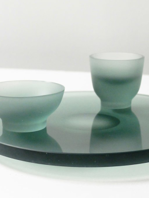 Celia Dowson Rhossili Glass Medium Plate In Juniper Green