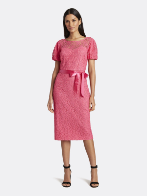 Lace Puff-sleeve Dress