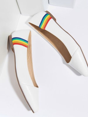 Chelsea Crew White Leatherette & Rainbow Pointed Toe Pammy Flats