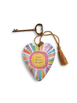 Demdaco Hope Shines Bright Art Heart 4 Inch - Yellow